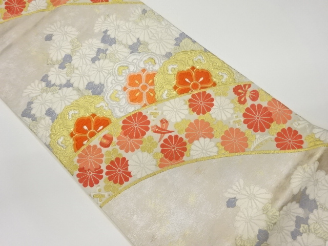 JAPANESE KIMONO / VINTAGE FUKURO OBI / WOVEN FLOWER CREST & KIKU